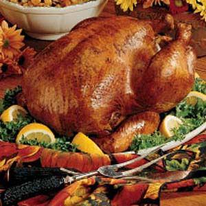 roasted turkey on thanksgiving table