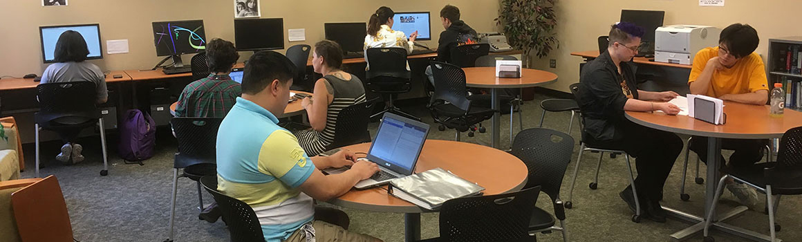 Students working together in the campus writing center.