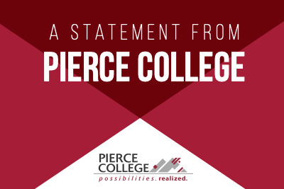 Text reads "A Statement from Pierce College" above Pierce College logo