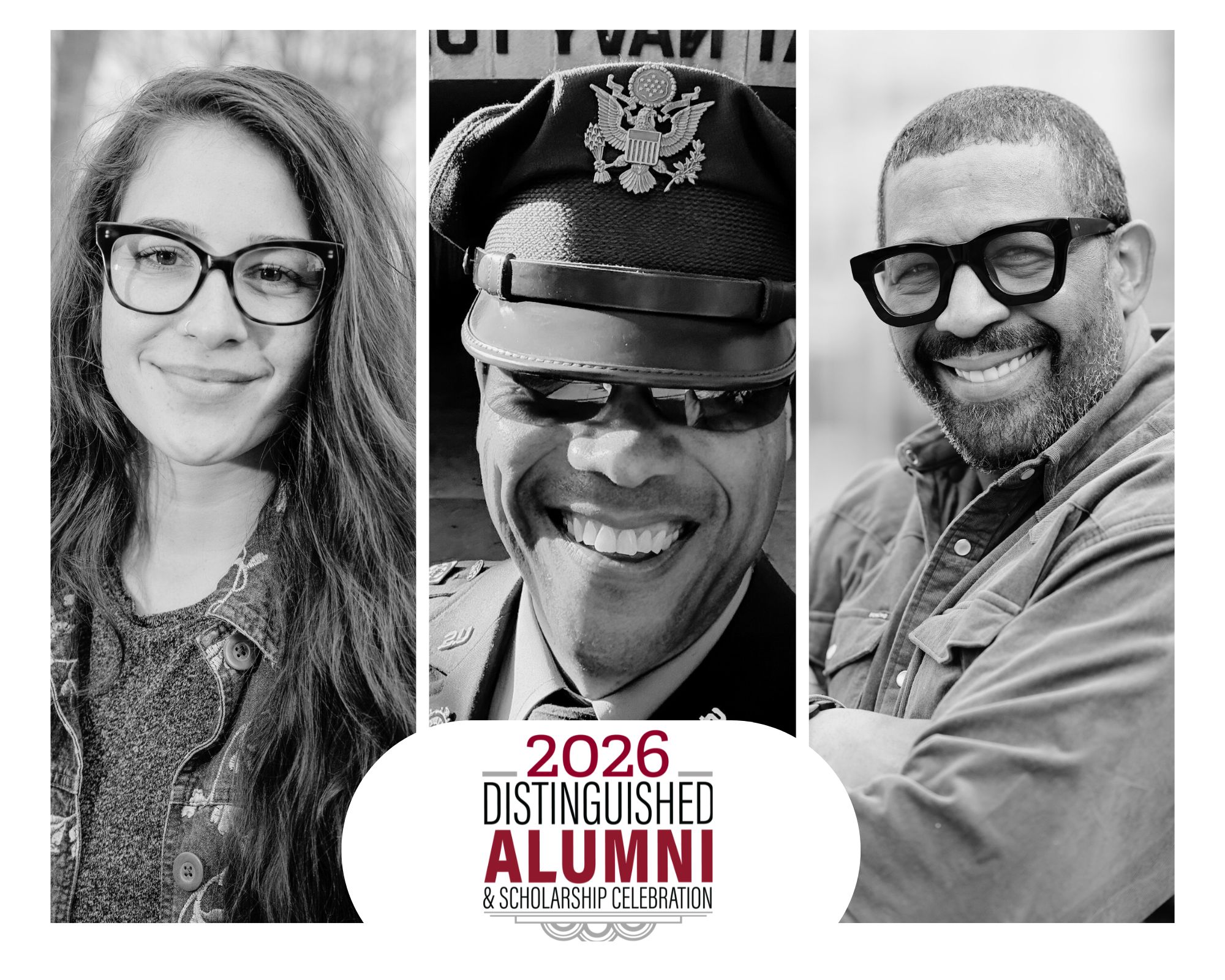 Collage of 3 professional headshots in black and white 