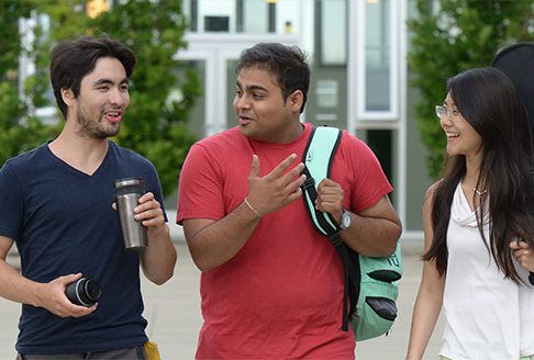 Smiling students on campus
