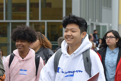 Three high school students attending a summer camp