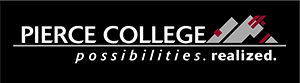 Pierce college logo on black background