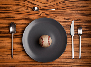 baseball on a dinner plate