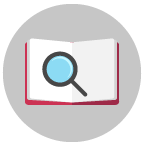 icon of search symbol on a book
