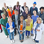 group photo of workers in many different professions