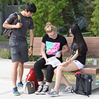 Students studying together outside the FS HEC