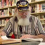 Veteran studying in the library