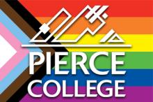 equity pride flag featuring Pierce College Logo