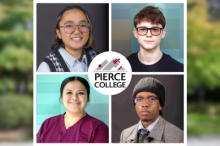 Digitally altered image featuring four students sophia lana castro, daniel Nahliuk, Tehina Casey and Frank Mucheke